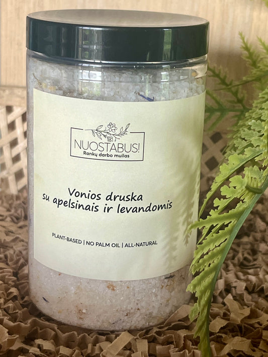 Vonios druska su levandomis ir apelsinais